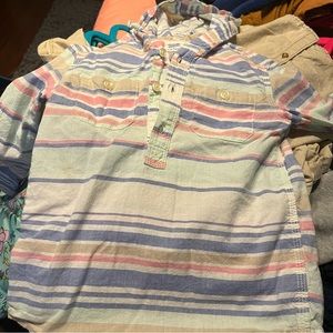 Carters linen striped boy shirt with hoodie